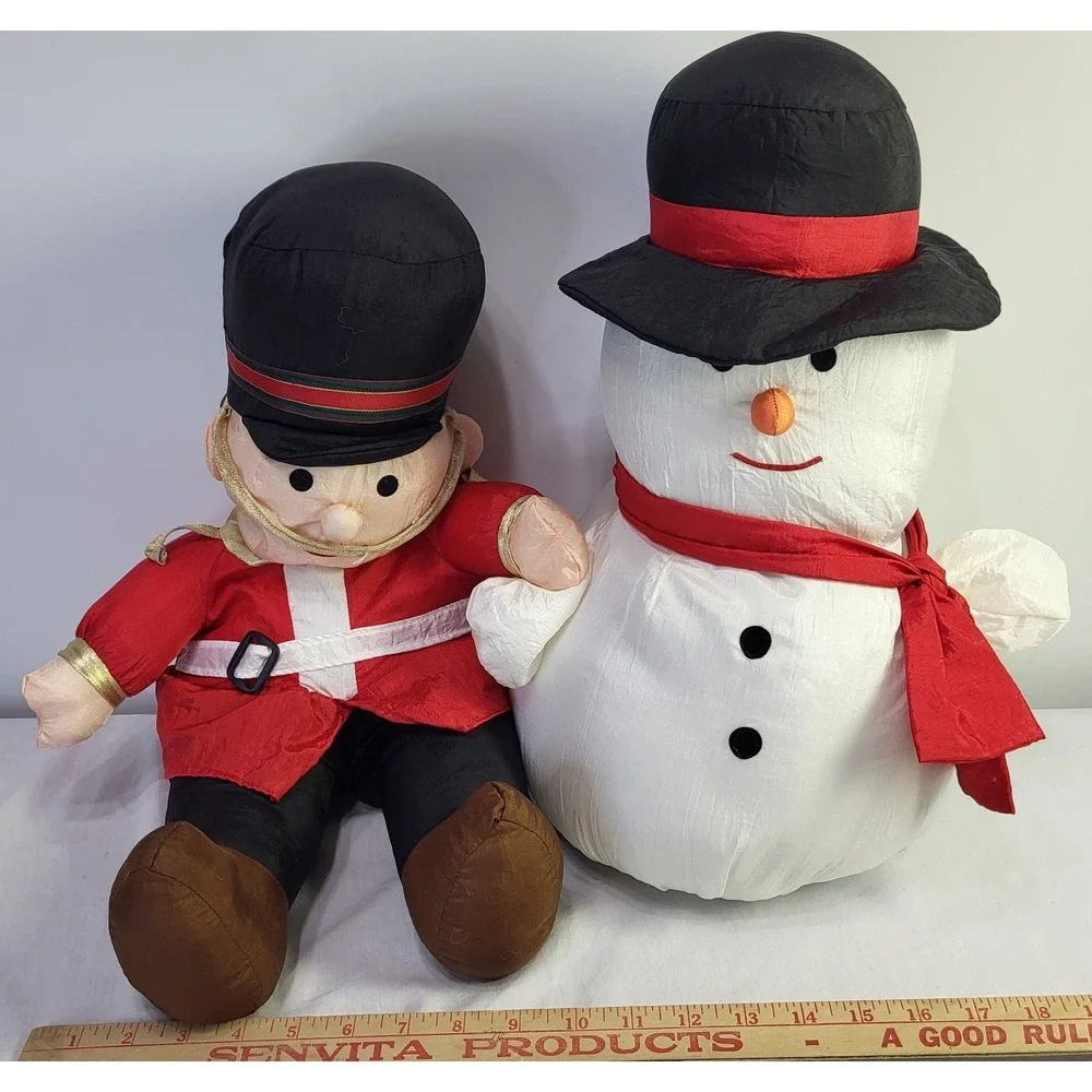 International Silver Nylon Parachute Christmas Snowman & Soldier Plush Set 18